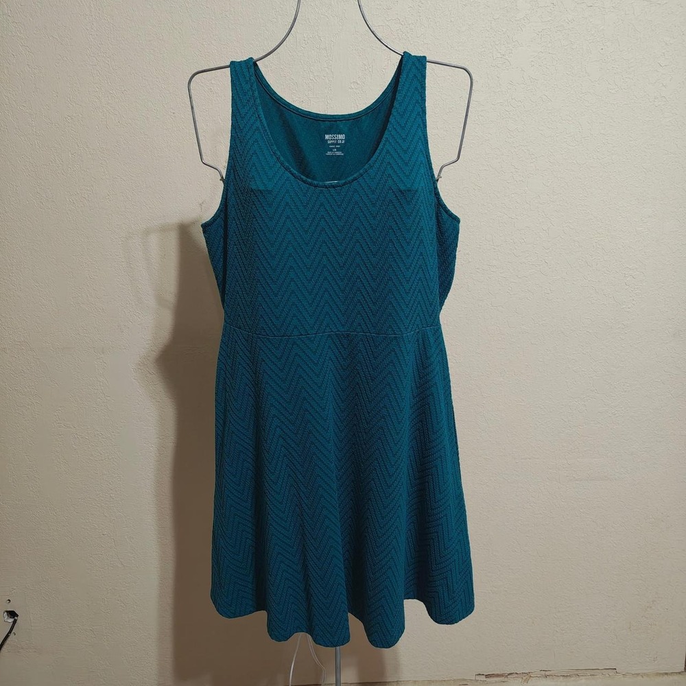 Mossimo Blue Green Chevron Print Sleeveless Fit Flare Summer Dress Womens Large